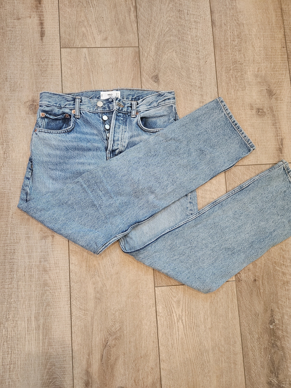 90s Vintage Style Button Fly Straight Leg Mom Jeans Light Wash Denim Size 2
